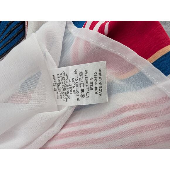 Retro funky Lulumari striped colorful collared button tie front small maxi dress - Picture 10 of 10